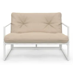 IDMarket Salon de jardin bas 4 personnes en acier blanc* Salons De Jardin