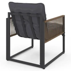 IDMarket Salon de jardin bas 6 personnes canapés et fauteuils gris anthracite et cordage effet rotin avec tables basses* Salons De Jardin