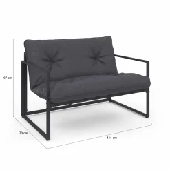 IDMarket Salon de jardin bas 4 places en acier coloris gris anthracite* Salons De Jardin