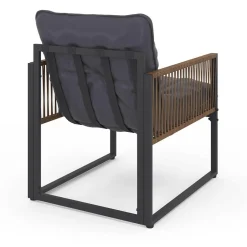 IDMarket Salon de jardin bas 4 places acier gris et cordage marron* Salons De Jardin