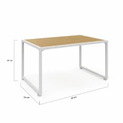 IDMarket Salon de jardin bas 4 places acier blanc, cordage rotin clair et coussins beige* Salons De Jardin