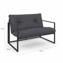 IDMarket Salon de jardin bas 6 places en acier coloris gris anthracite* Salons De Jardin