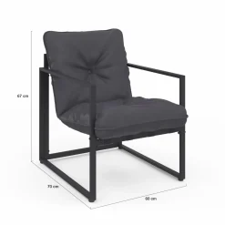 IDMarket Salon de jardin bas 6 places en acier coloris gris anthracite* Salons De Jardin