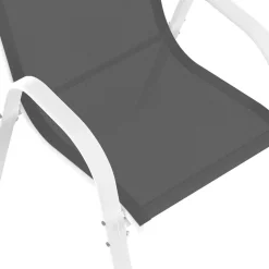 IDMarket Salon de jardin blanc et gris avec 8 chaises empilables* Salons De Jardin