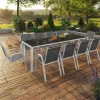 IDMarket Salon de jardin blanc et gris avec chaises empilables* Salons De Jardin