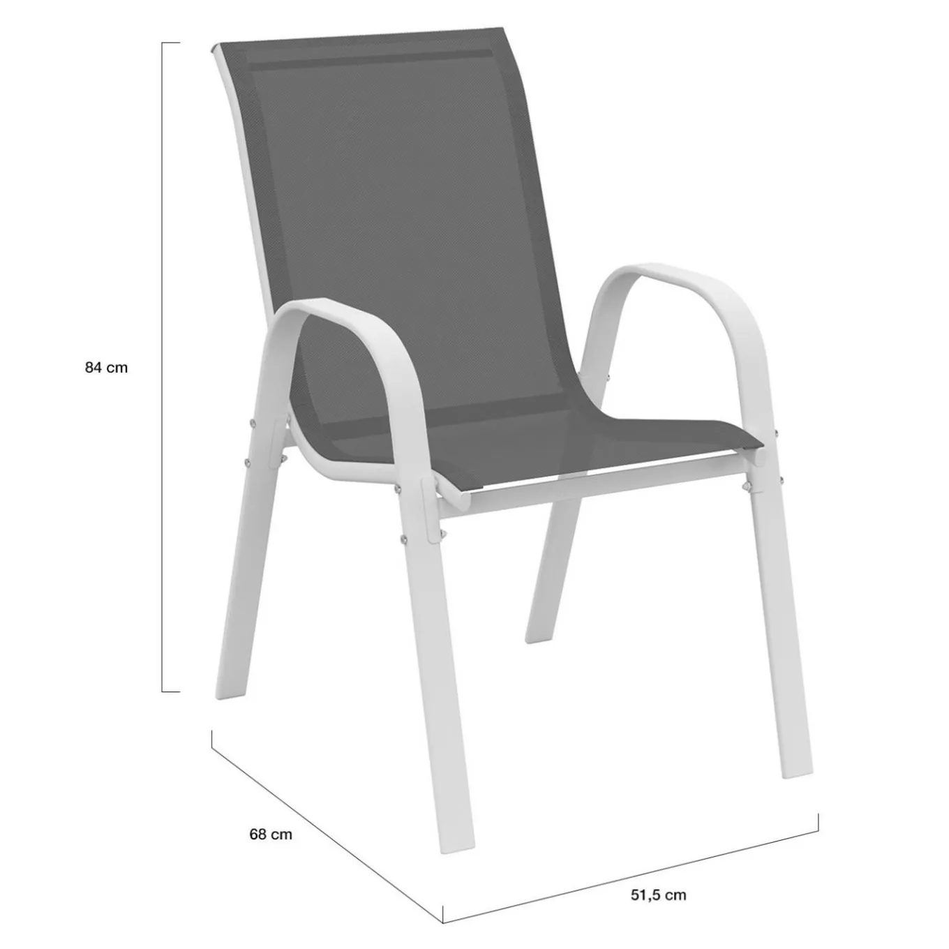 IDMarket Salon de jardin blanc et gris avec chaises empilables* Salons De Jardin