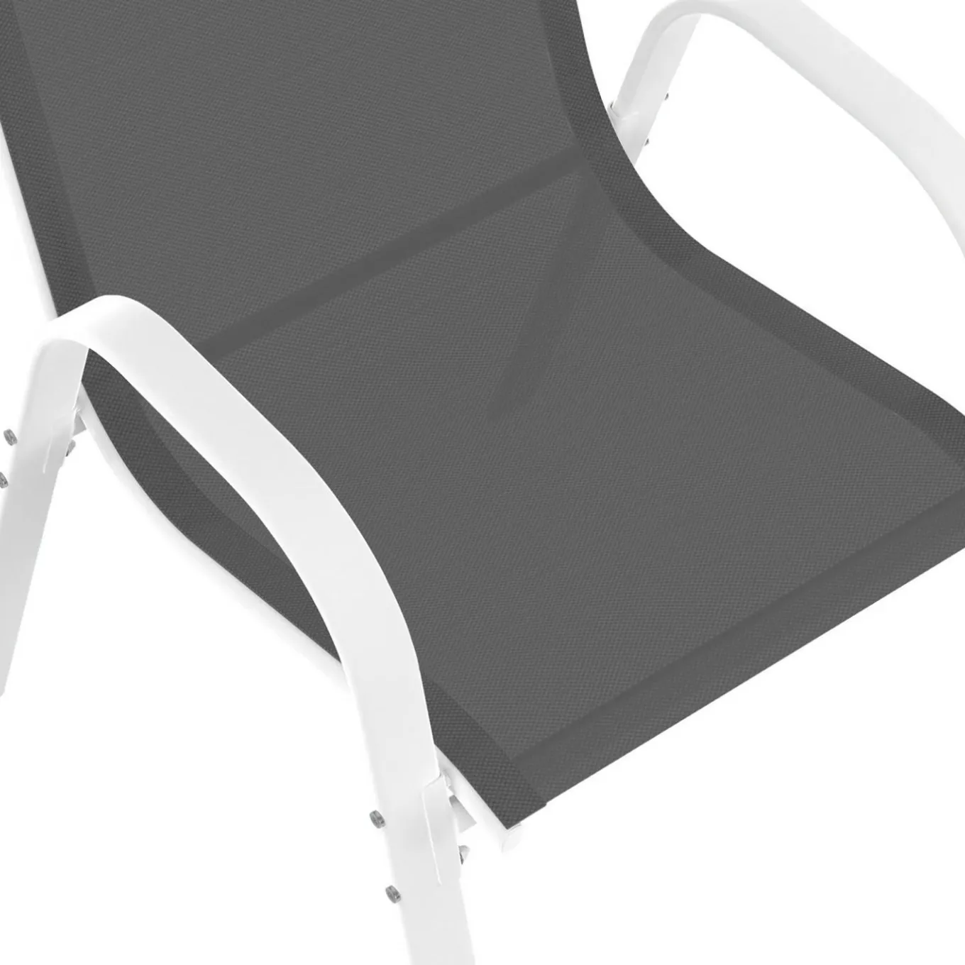 IDMarket Salon de jardin blanc et gris avec chaises empilables* Salons De Jardin