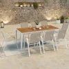 IDMarket Salon de jardin bois et blanc avec table 190 cm et 8 chaises empilables* Salons De Jardin