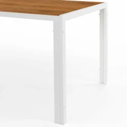 IDMarket Salon de jardin bois et blanc avec table 190 cm et 8 chaises empilables* Salons De Jardin