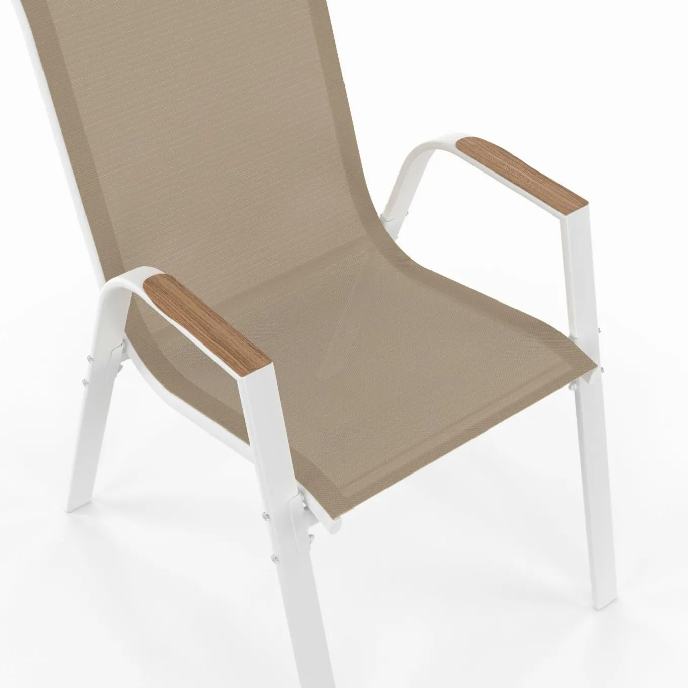 IDMarket Salon de jardin bois et blanc avec table 190 cm et 8 chaises empilables* Salons De Jardin
