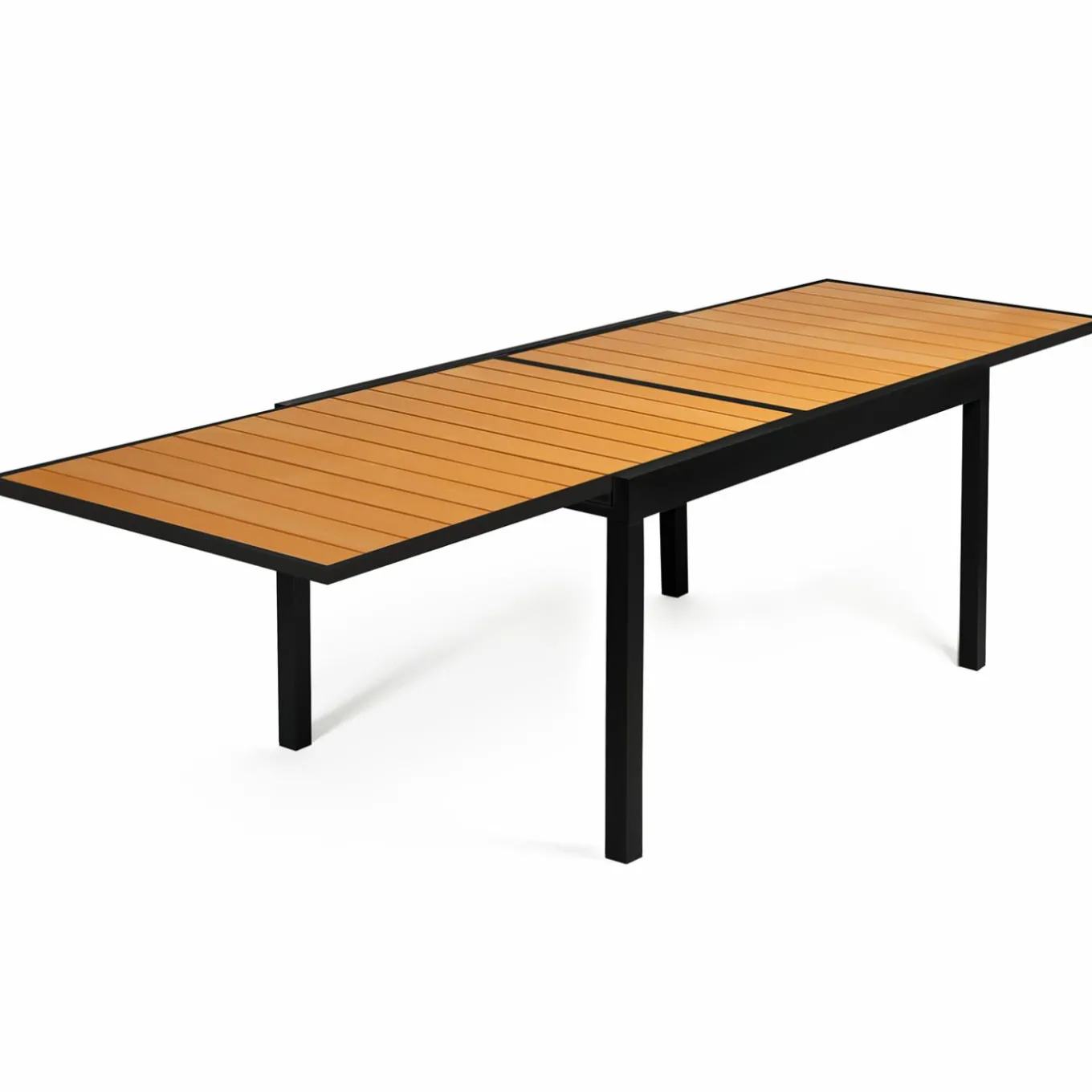 IDMarket Salon de jardin bois et noir extensible* Salons De Jardin