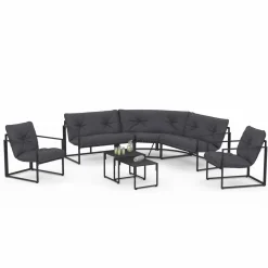 IDMarket Salon de jardin d'angle bas 8 personnes gris* Salons De Jardin