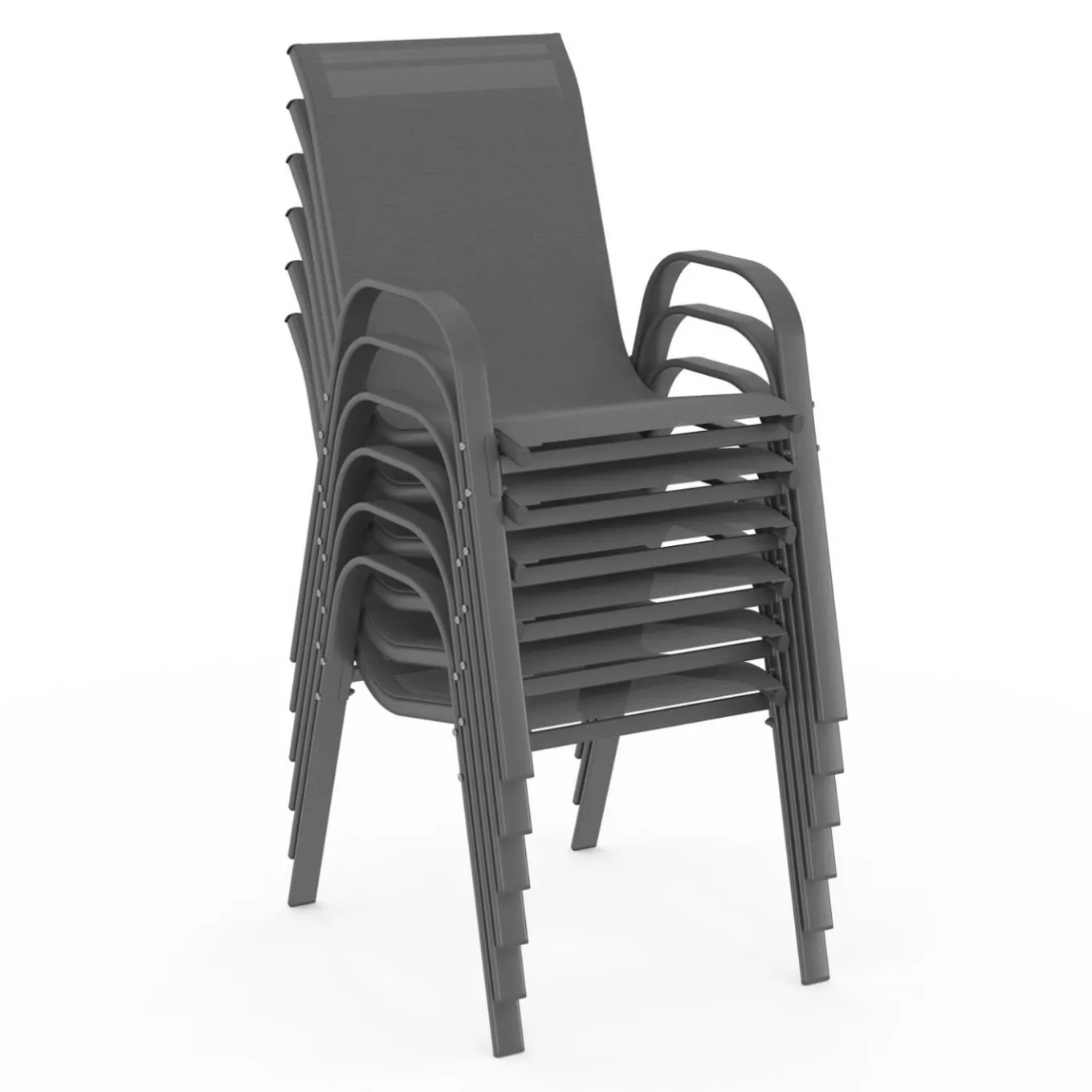 IDMarket Salon de jardin et chaises empilables gris anthracite* Salons De Jardin