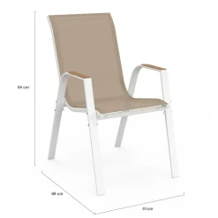 IDMarket Salon de jardin extensible 12 personnes table 135/270 cm plateau effet bois et chaises empilables blanc et bois* Salons De Jardin
