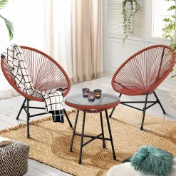 IDMarket Salon de jardin fil plastique terracotta* Salons De Jardin