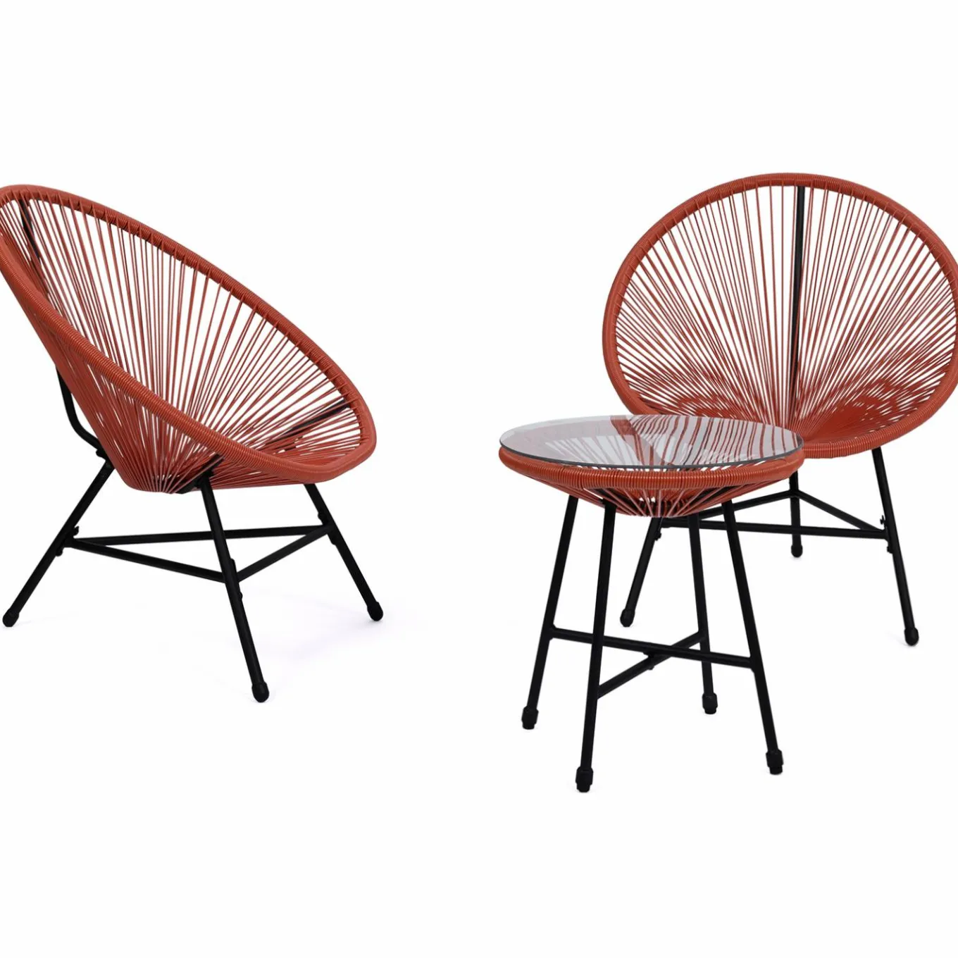 IDMarket Salon de jardin fil plastique terracotta* Salons De Jardin