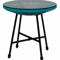 IDMarket Salon de jardin fil plastique bleu* Salons De Jardin