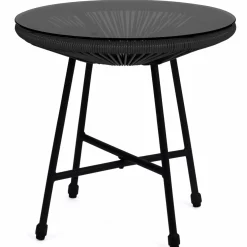 IDMarket Salon de jardin fil plastique noir* Salons De Jardin