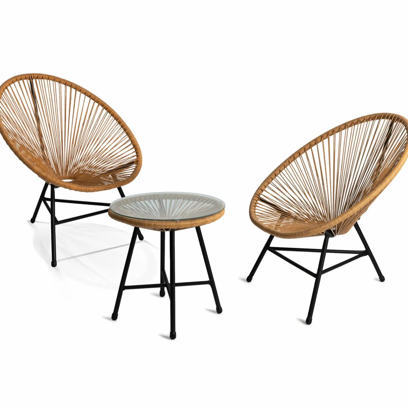 IDMarket Salon de jardin fil plastique effet rotin* Salons De Jardin