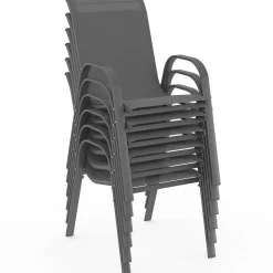 IDMarket Salon de jardin gris anthracite table 190 cm et 8 chaises empilables* Salons De Jardin