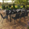IDMarket Salon de jardin noir table 190 cm et 8 chaises empilables* Salons De Jardin