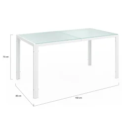 IDMarket Salon de jardin 6 personnes chaises empilables blanc et beige table 150 cm* Salons De Jardin