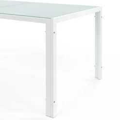 IDMarket Salon de jardin 6 personnes chaises empilables blanc et beige table 150 cm* Salons De Jardin