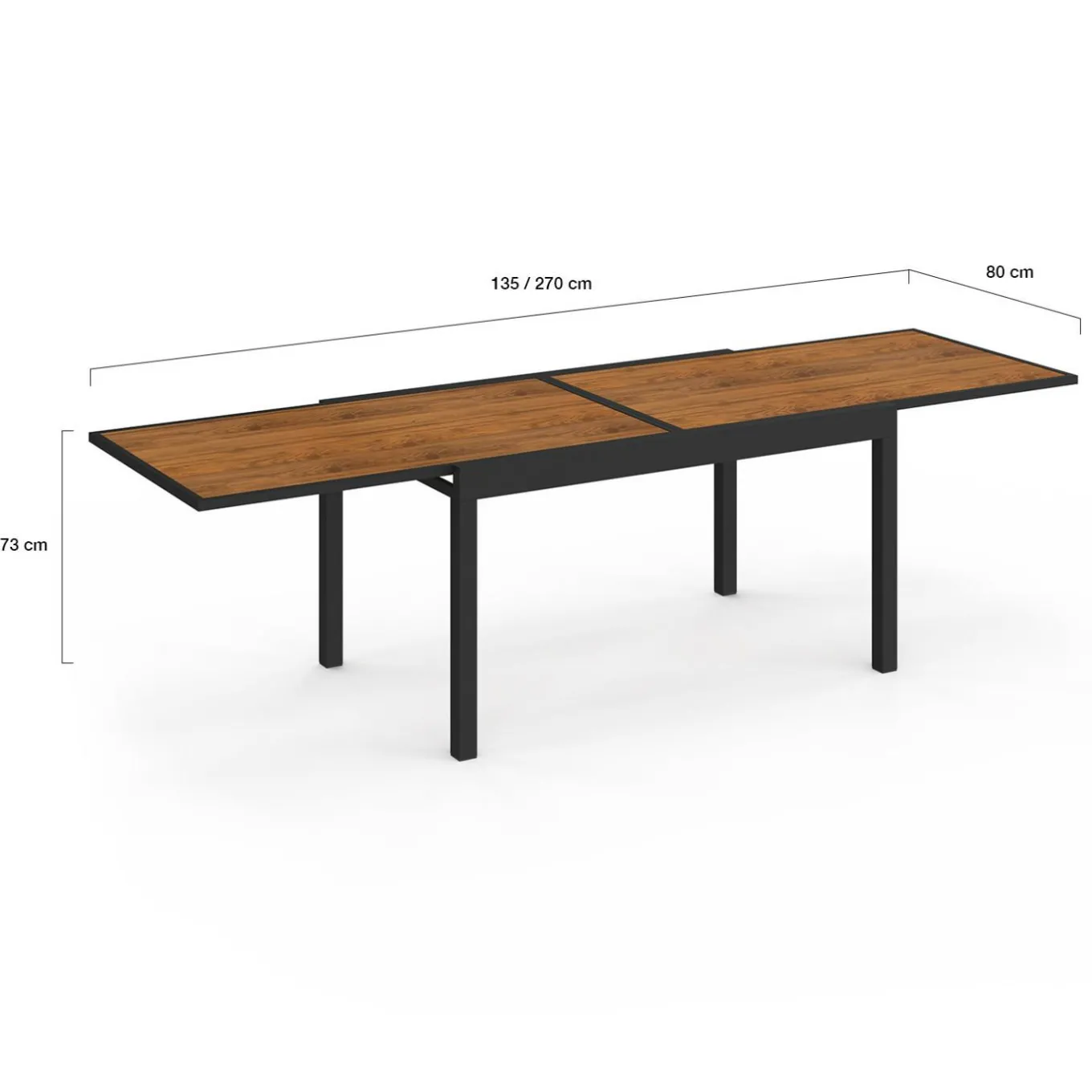 IDMarket Salon de jardin table extensible avec plateau verre trempé effet bois et chaises empilables* Salons De Jardin