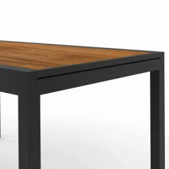 IDMarket Salon de jardin table extensible avec plateau verre trempé effet bois et chaises empilables* Salons De Jardin