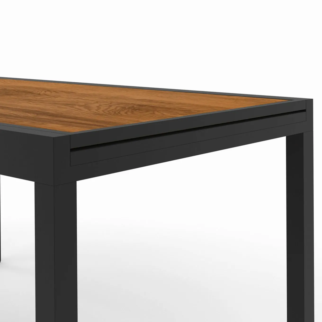 IDMarket Salon de jardin table extensible avec plateau verre trempé effet bois et chaises empilables* Salons De Jardin