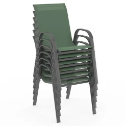 IDMarket Salon de jardin vert olive avec table 190 cm et 8 chaises empilables* Salons De Jardin