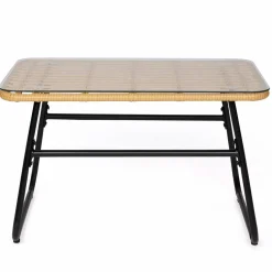 IDMarket Salon d’extérieur en résine tressée façon rotin et acier noir* Salons De Jardin