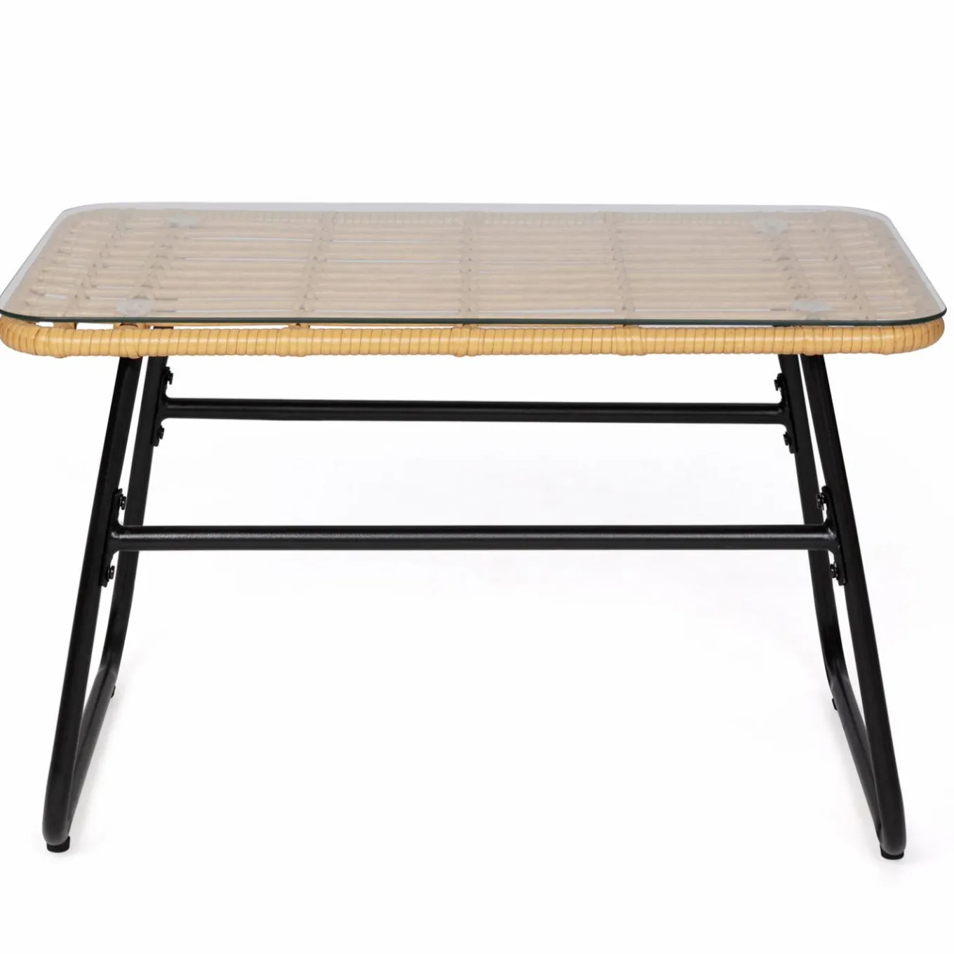 IDMarket Salon d’extérieur en résine tressée façon rotin et acier noir* Salons De Jardin