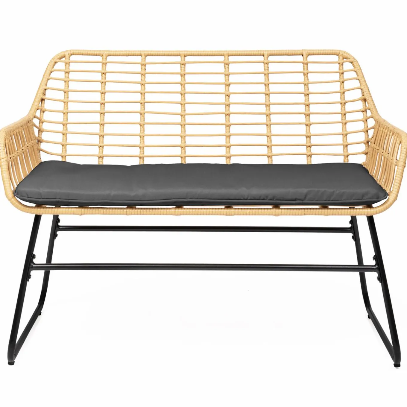 IDMarket Salon d’extérieur en résine tressée façon rotin et acier noir* Salons De Jardin