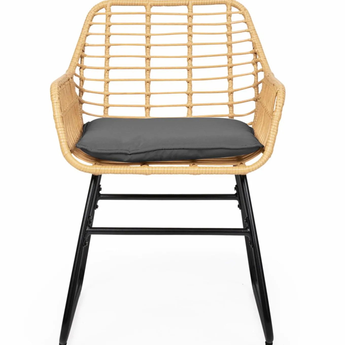 IDMarket Salon d’extérieur en résine tressée façon rotin et acier noir* Salons De Jardin