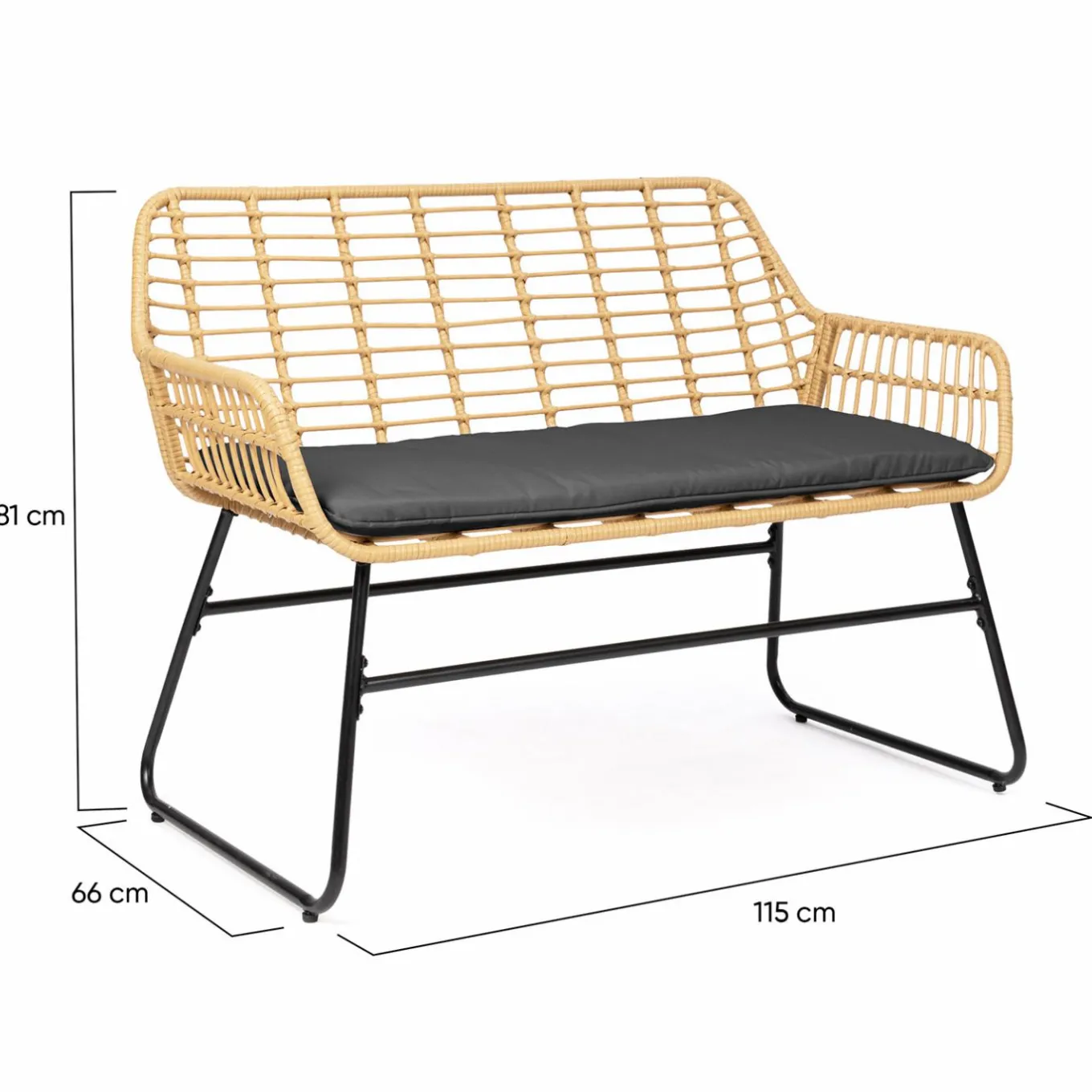 IDMarket Salon d’extérieur en résine tressée façon rotin et acier noir* Salons De Jardin