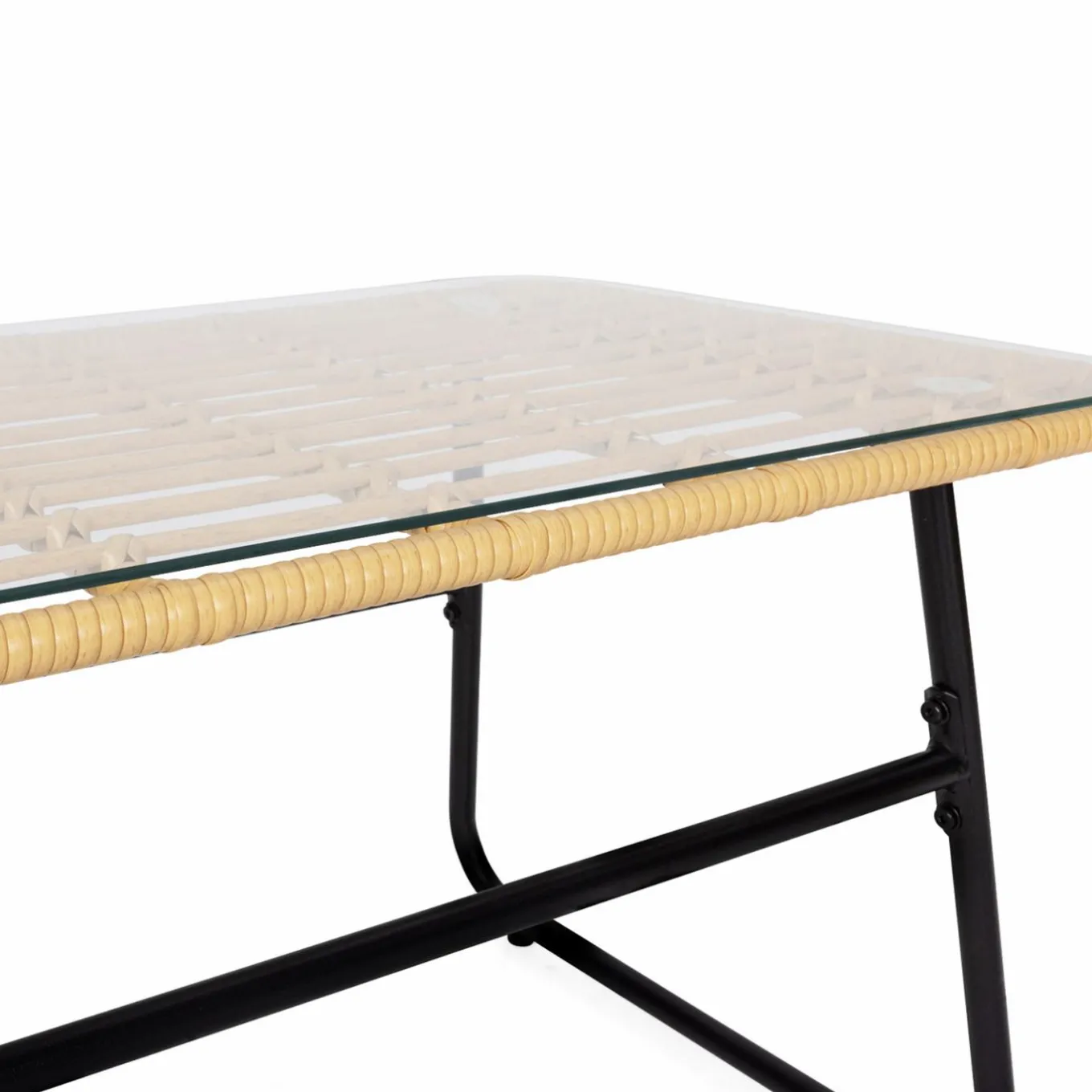 IDMarket Salon d’extérieur en résine tressée façon rotin et acier noir* Salons De Jardin