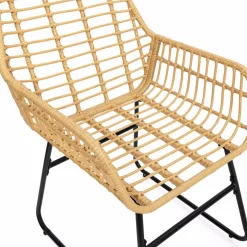 IDMarket Salon d’extérieur en résine tressée façon rotin et acier noir* Salons De Jardin