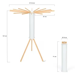 IDMarket Séchoir à linge à rayons rotatif et pliable blanc et bois* Séchoirs À Linge