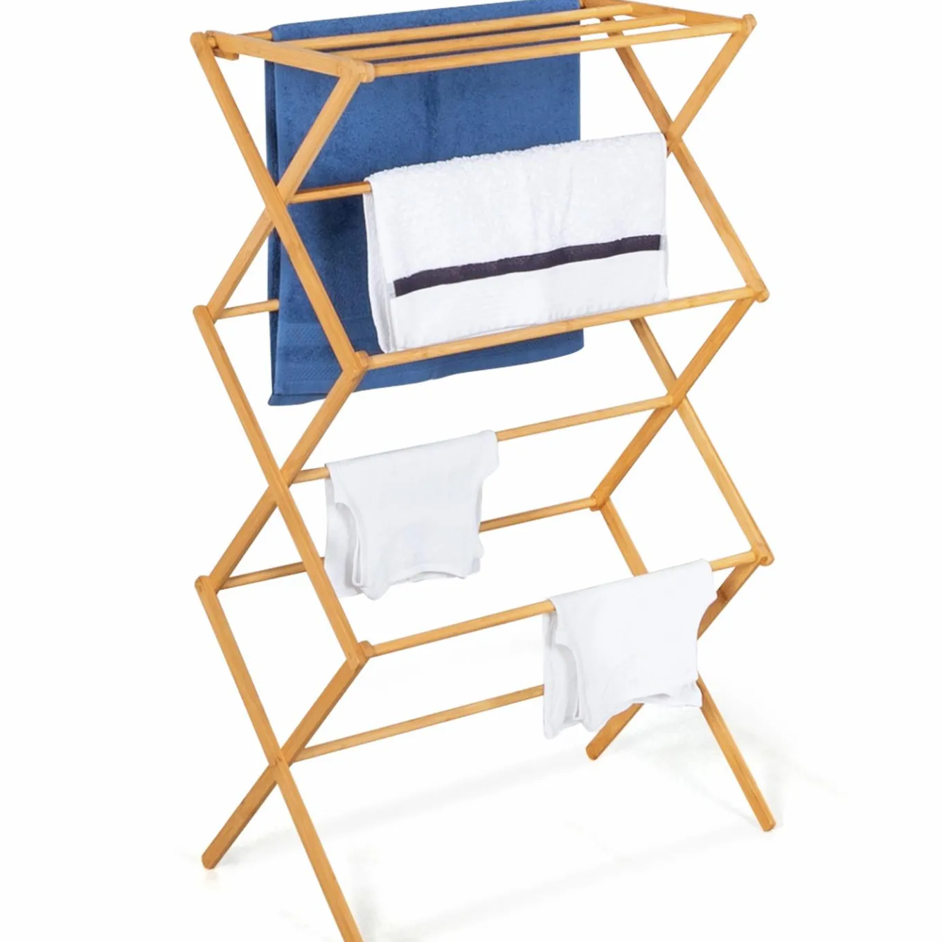 IDMarket Séchoir à linge accordéon en bambou* Séchoirs À Linge