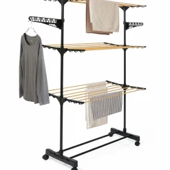 IDMarket Séchoir à linge couleur noir et aspect bois* Séchoirs À Linge