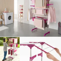 IDMarket Séchoir à linge en acier peint couleur prune* Séchoirs À Linge