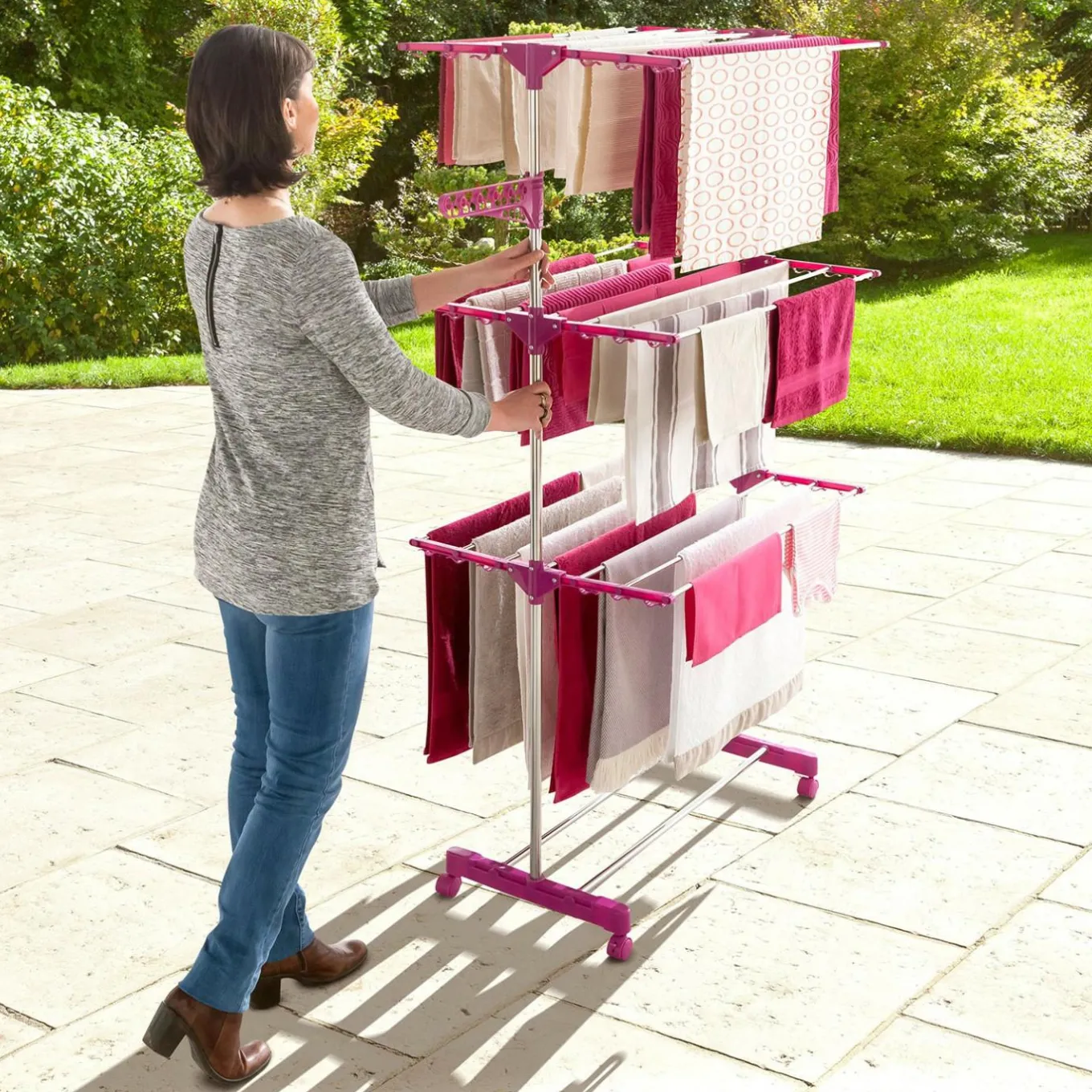 IDMarket Séchoir à linge en acier peint couleur prune* Séchoirs À Linge