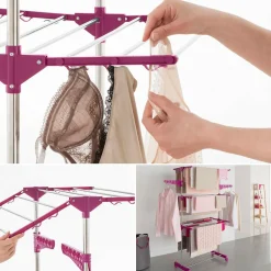 IDMarket Séchoir à linge en acier peint couleur prune* Séchoirs À Linge