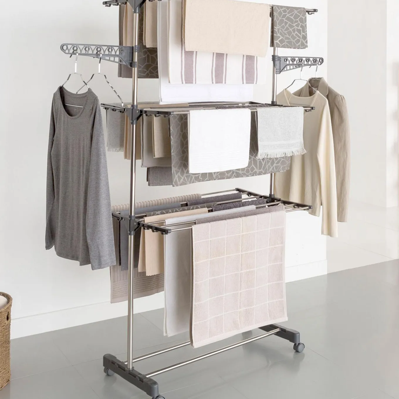 IDMarket Séchoir à linge en inox couleur grise* Séchoirs À Linge