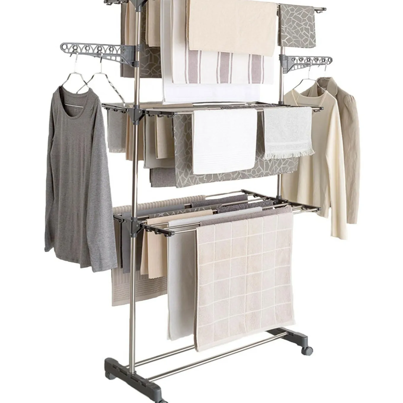 IDMarket Séchoir à linge en inox couleur grise* Séchoirs À Linge