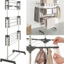 IDMarket Séchoir à linge en inox couleur grise* Séchoirs À Linge