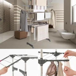 IDMarket Séchoir à linge en inox couleur grise* Séchoirs À Linge