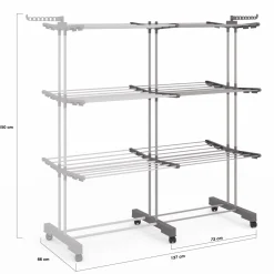 IDMarket Séchoir à linge pliable extensible 40M gris 3 niveaux* Séchoirs À Linge|Accessoires Salle De Bain