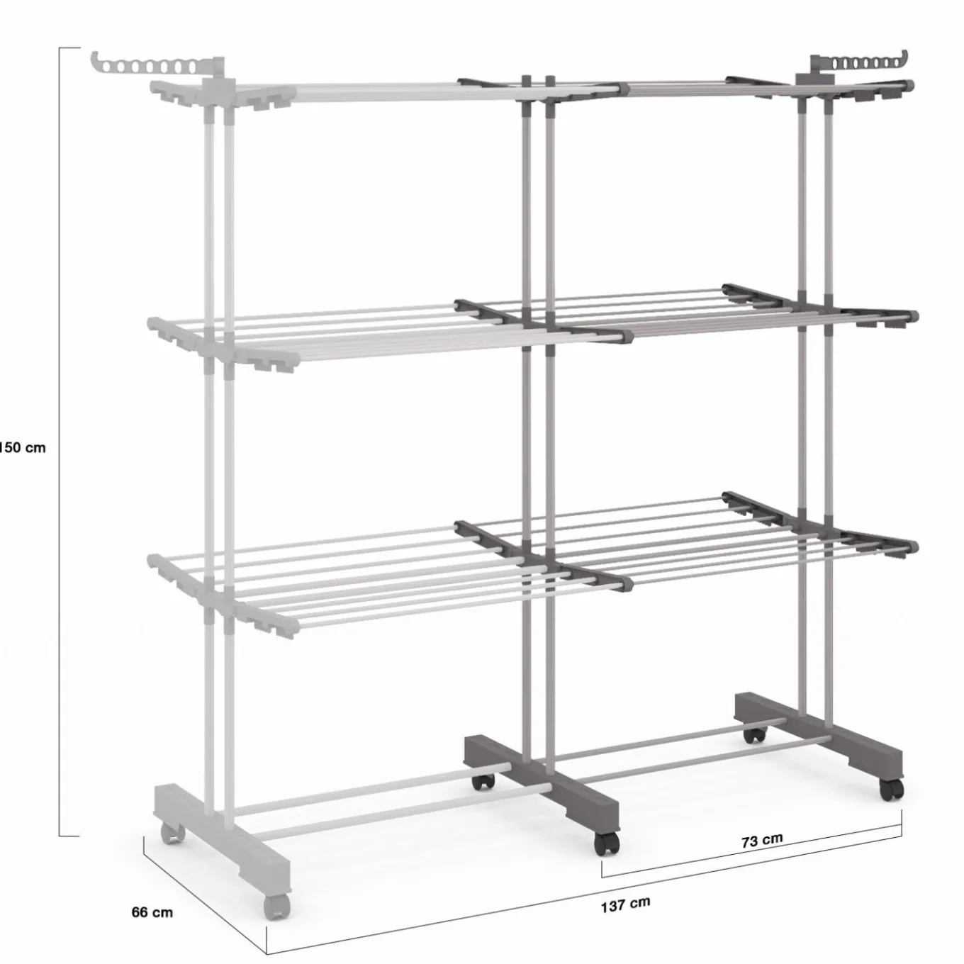 IDMarket Séchoir à linge pliable extensible 40M gris 3 niveaux* Séchoirs À Linge|Accessoires Salle De Bain